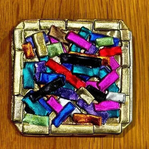 Scarf Pin - Multicolor abstract handmade vintage scarf pin